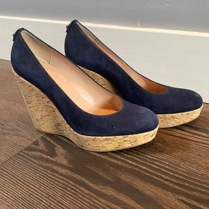 Stuart Weitzman Navy Cork Wedge